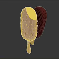 Bitten Chocolate Popsicle With Nut Pieces On Surface And Black Background