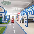 Kids Role Play Area With Mini Street Telephone Booth Cafe And Grass Area