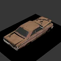Vintage Rusty Classic Car With Broken Windshield Open Hood And Weathered Body