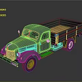 Teal Vintage Truck With Flatbed Wooden Planks And Round Headlights Design
