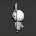 White Cartoon Rabbit Figure With Large Ears Smiling Face And Glossy Surface On Black Background