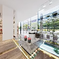 Elegant Chinese Style Interior Space With Circular Window Calligraphy And Display Shelves