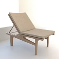 Modern Wooden Frame Lounge Chair With Beige Fabric Cushion In Bright Minimalist Room