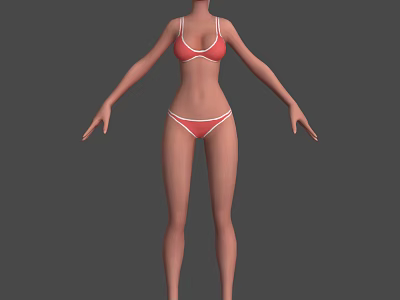 Realistic Game Movie Female Character in Red Bikini 3D Model Design 3d model