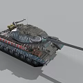 Armored Military Tank 3D Model With Detailed Turret Long Cannon And Tracks