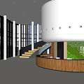Modern Reception Desk Interior With Wooden Counter Large Glass Windows And Bright Lobby Space