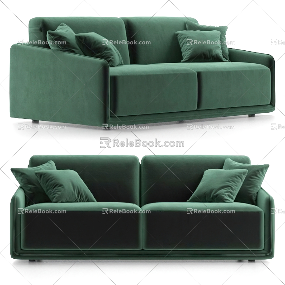 Double sofa fabric double sofa 3d model