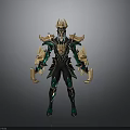 Elaborate Mythical Warrior Armor With Gold And Green Intricate Design Details