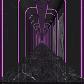 Modern KTV Corridor With Purple Neon Lights And Marble Floor Design