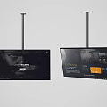 Dual Ceiling Mounted TVs Displaying Video Content With Modern Screen Interface 3d model