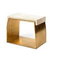Modern Minimalist Stool With Golden Metal Frame And Beige Padded Seat