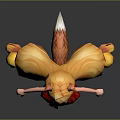 Game And Movie Character With Fox Ears Long Golden Hair And Red Dress