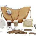 Chic Decorative Ornament Set With Leather Handbag Stainless Steel Flask White Cap And Vintage Typewriter