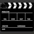 Black And White Striped Film Clapperboard Featuring Production Roll Scene Shot Take Director Cameraman Info