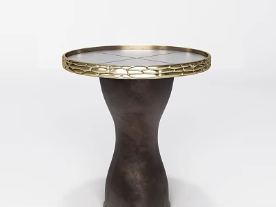 Unique Modern Side Table With Round Glass Top And Brass Sculptural Base 3d model