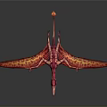 Vibrant Red And Pink Pterosaur With Large Patterned Wings And Long Tail