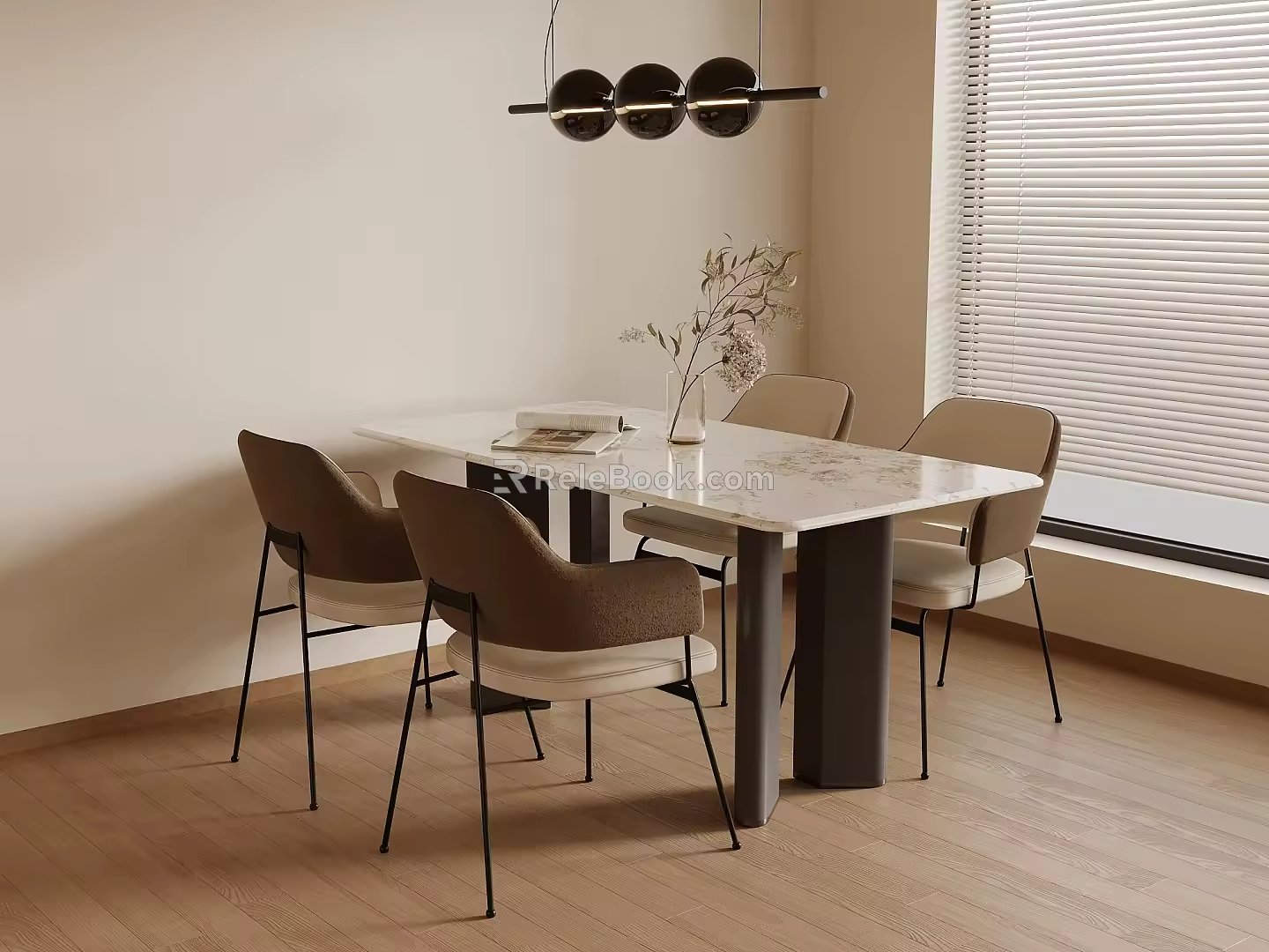 Modern Simple Dining Table and Chair 3d model