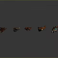 Unique Game Weapons With Decorative Spiked Red Golden Gemstone And Claw Designs