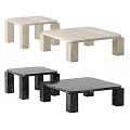 Modern Tea Tables With Light And Dark Marble Tops And Solid Legs Design 3d model