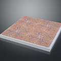 Square Decorative Tile With Intricate Pink Yellow Beige Pattern And White Border