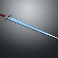 Medieval Long Sword With Blue Steel Blade And Red Wrapped Handle