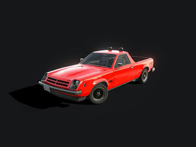 Stylish Red Classic Pickup Truck Showcasing Sleek Design On Black Background 3d model