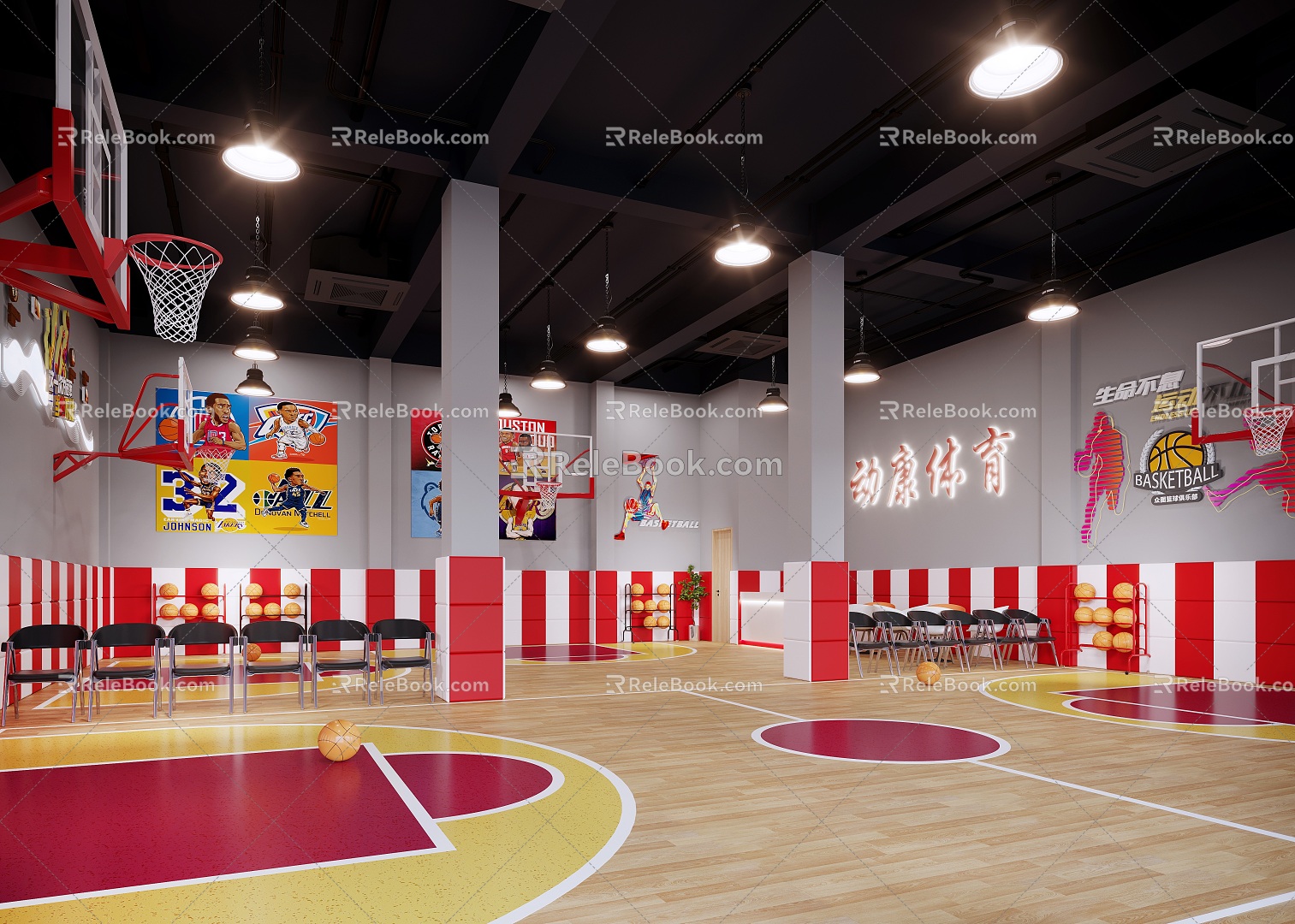 modern basketball court 3d model