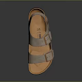 Comfortable Light Brown Sandals With Two Straps And Metal Buckles On Cork Sole