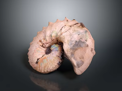 Ammonite Sculpture Carving With Spiral Design Iridescent Surface And Natural Texture 3d model