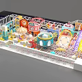 Vibrant Indoor Playground Layout With Colorful Slides Carousel Game Zones And Seating Areas