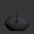 Traditional Cast Iron Teapot With Curved Handle Round Lid And Red Knob