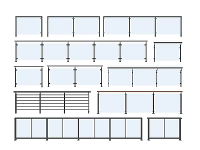 Glass Railing Handrail Metal Stainless Steel Railing Balcony Guardrail Bridge Guardrail 3d model