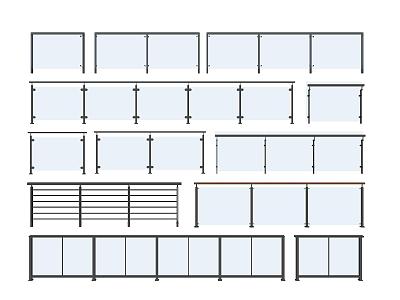 Glass Railing Handrail Metal Stainless Steel Railing Balcony Guardrail Bridge Guardrail 3d model