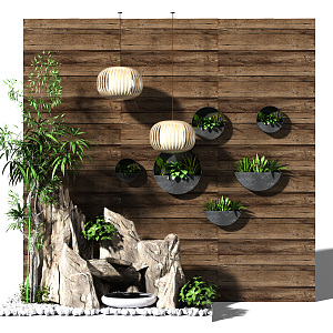 New Chinese Style Green Plant Wall Plant Wall Decoration 3d model