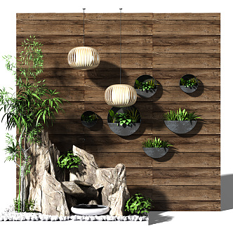 New Chinese Style Green Plant Wall Plant Wall Decoration 3d model