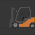 Orange and Gray Forklift With Cabin Forks Wheels and 3D Model Design