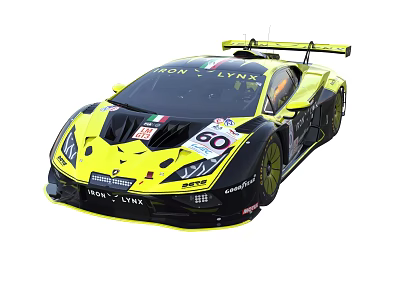 Yellow And Black Racing Car With Iron Lynx Logo Number 60 And Italian Flag Design 3d model