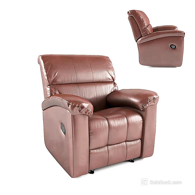 Brown Leather Massage Chair With Adjustable Reclining Function And Comfortable Armrests 3d model