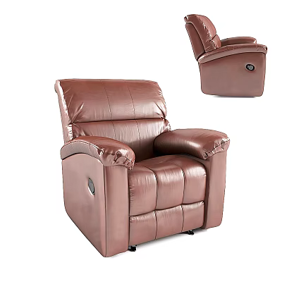 Brown Leather Massage Chair With Adjustable Reclining Function And Comfortable Armrests 3d model