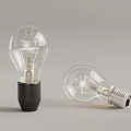 Transparent Light Bulbs With Visible Filaments And Different Bases On Gray Background 3d model