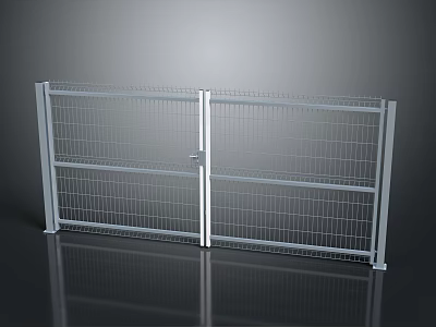 Double Wire Mesh Gate With Steel Frame And Security Lock For Outdoor Fence 3d model