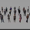 Diverse group of people with various clothing styles standing in white background for design