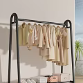 Stylish Living Room With Black Clothing Rack Light Colored Clothes Palm Plant And White Wall