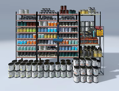 Supermarket shelf paint shelf display case 3d model