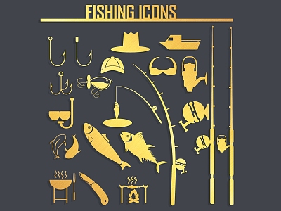 Fishing silhouette figure action boat fish design element sports wall decoration icon fishing rod fishing sea fishing sports fishing gear 3d model