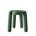 Modern Green Velvet Stool With Curved Tubular Structure And Sleek Lines