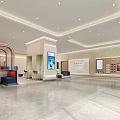 Modern Bank Lobby Interior With Spacious Design Service Counters Comfortable Seating And Digital Screens