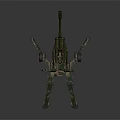 Green Military Artillery Weapon With Long Barrel Wheel Base And Support Structure