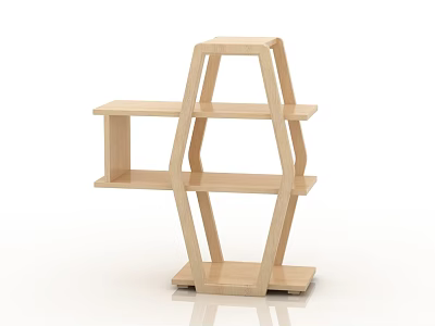 Elegant Wooden Decorative Cabinet With Modern Geometric Structure And Multiple Shelves 3d model