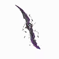 Ornate Fantasy Weapon Featuring Purple Silver Accents Central Blue Gemstone And Vine Structures
